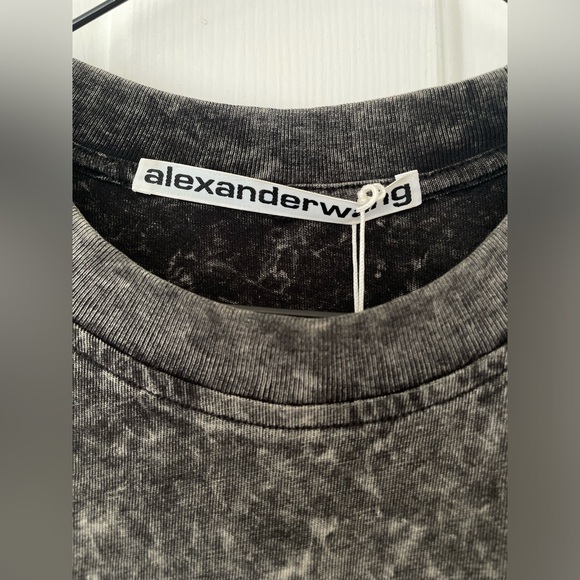 Alexander Wang Unisex Acid Washed Tee with Embroidered Logo in Acid Black - Picture 6 of 12